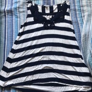 Navy Blue and White striped Tank top